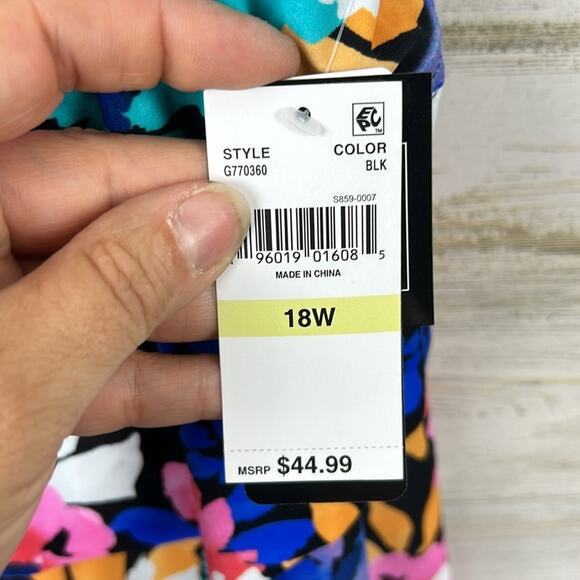 Island Escape Women’s Plus 18 Floral Underwire Floral Tankini Swim Top NEW - Picture 2 of 6